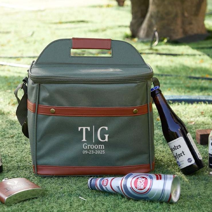 Personalized Groomsman Cooler Bag Men’s Beer Can Cooler Bag Embroidery Cooler Bag with Name Groomsman Bachelor Favors Cooler Bag Men’s Gift Bag
