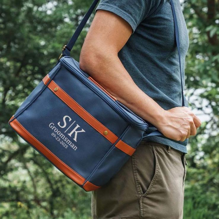 Personalized Groomsman Cooler Bag Men’s Beer Can Cooler Bag Embroidery Cooler Bag with Name Groomsman Bachelor Favors Cooler Bag Men’s Gift Bag
