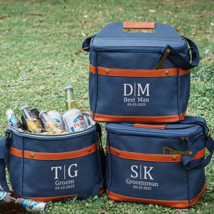 Personalized Groomsman Cooler Bag Men’s Beer Can Cooler Bag Embroidery Cooler Bag with Name Groomsman Bachelor Favors Cooler Bag Men’s Gift Bag