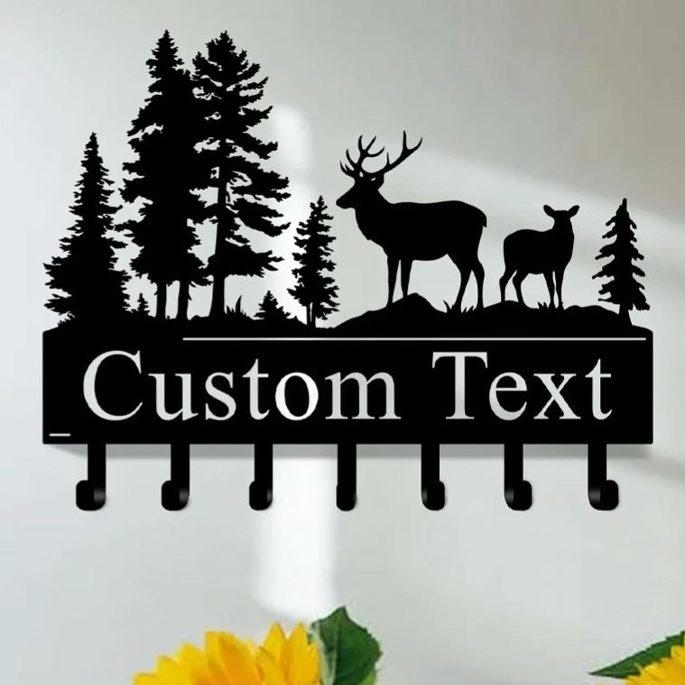 Personalized Custom Metal Bear Family Key Holder Cabin Decor Forest Wall Decor Outdoor Adventure Lover