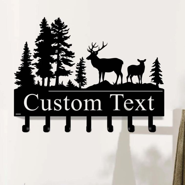 Personalized Custom Metal Bear Family Key Holder Cabin Decor Forest Wall Decor Outdoor Adventure Lover