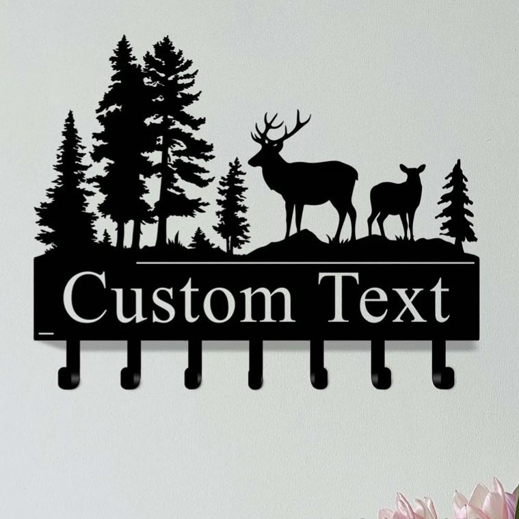 Personalized Custom Metal Bear Family Key Holder Cabin Decor Forest Wall Decor Outdoor Adventure Lover