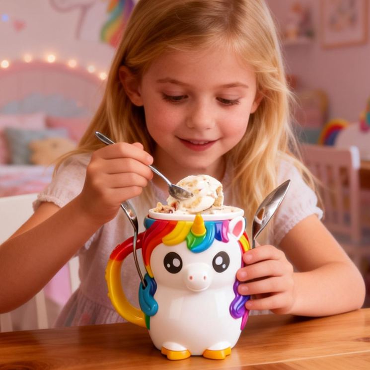 Personalized Magical Theme Custom Name Lovely Rainbow Horse Rainbow Style Dessert Holder 3D Printed Cozy with Spoon Slot