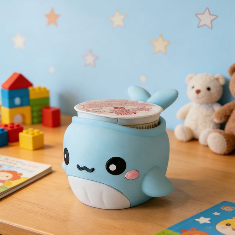 Personalized Ocean Theme Custom Name Adorable Blue Whale Dessert Cup Stand 3D Printed Cozy with Spoon Slot