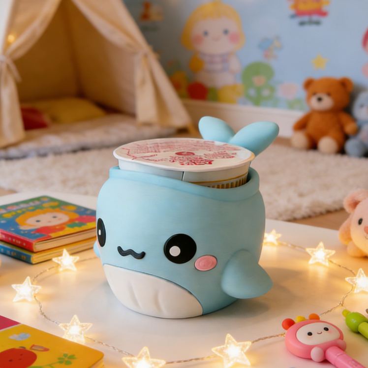 Personalized Ocean Theme Custom Name Adorable Blue Whale Dessert Cup Stand 3D Printed Cozy with Spoon Slot