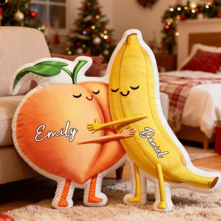 Personalized Banana and Peach with Name Graphic 3D Print Pillow Christmas Gift for Kids or Baby Birthday Gift