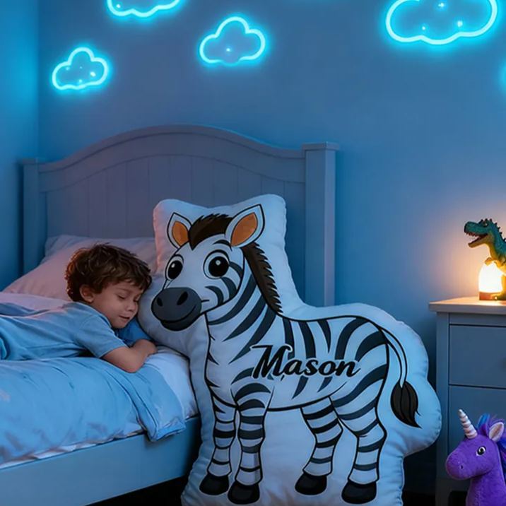 Personalized Cartoon Zebra with Name Graphic 3D Print Pillow Christmas Gift for Kids or Baby Birthday Gift
