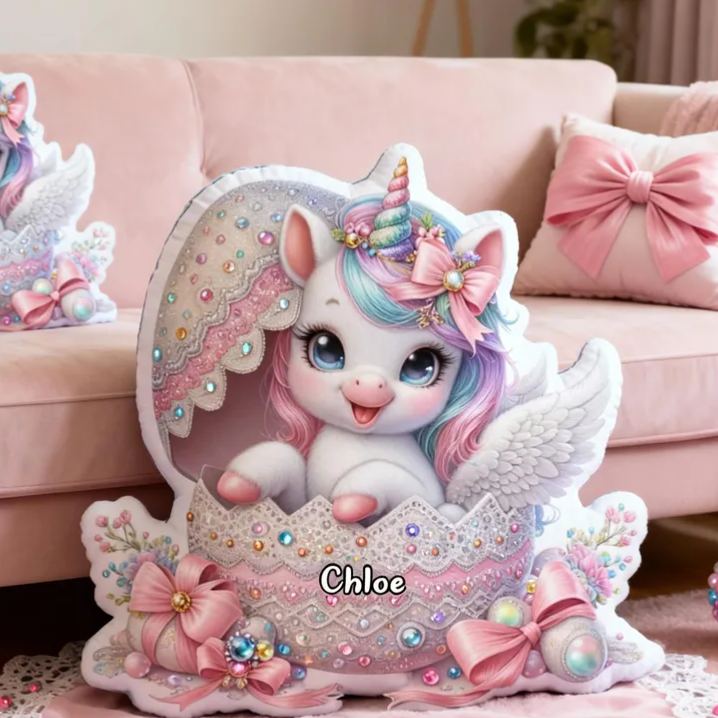 Personalized Eggshell Dream Horse with Name Graphic 3D Print Pillow Christmas Gift for Kids or Baby Birthday Gift