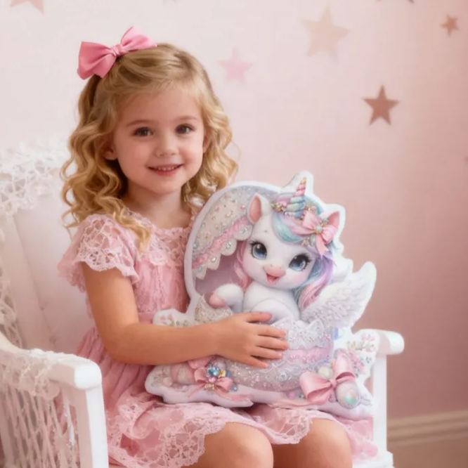 Personalized Eggshell Dream Horse with Name Graphic 3D Print Pillow Christmas Gift for Kids or Baby Birthday Gift