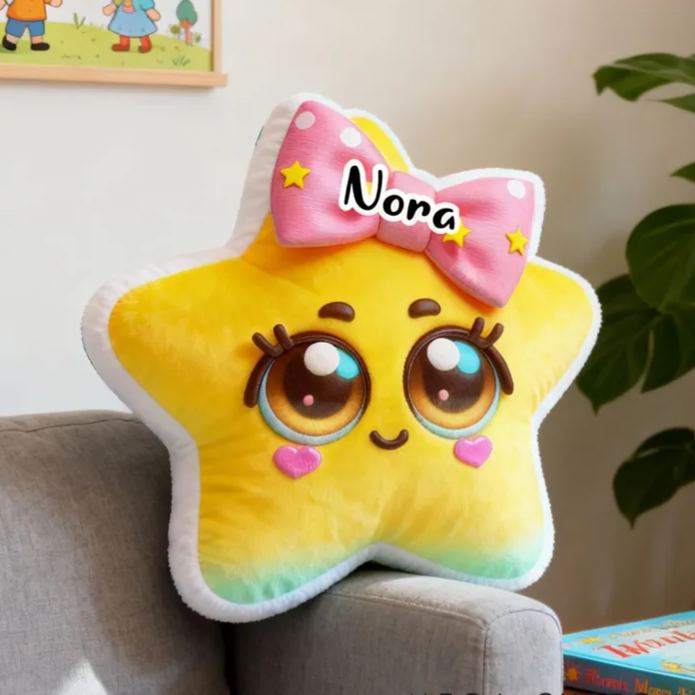 Personalized Cute Star with Name Graphic 3D Print Pillow Christmas Gift for Kids or Baby Birthday Gift