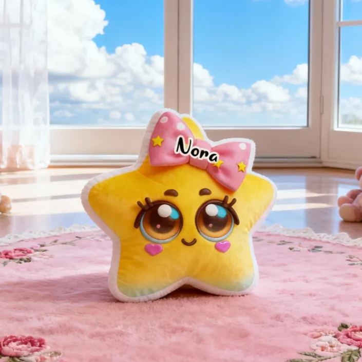 Personalized Cute Star with Name Graphic 3D Print Pillow Christmas Gift for Kids or Baby Birthday Gift