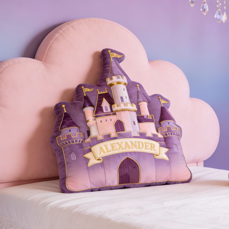 Personalized Castle Theme Custom Name Royal Palace Fairytale Prince and Princess Style 3D Print Pillow