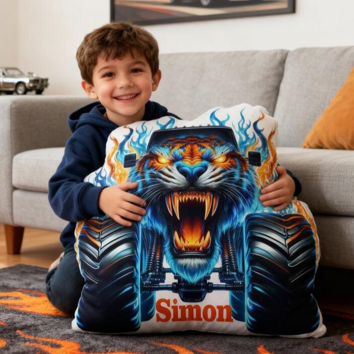 Personalized Transforming Car with Name Graphic 3D Print Pillow Christmas Gift for Kids or Baby Birthday Gifts