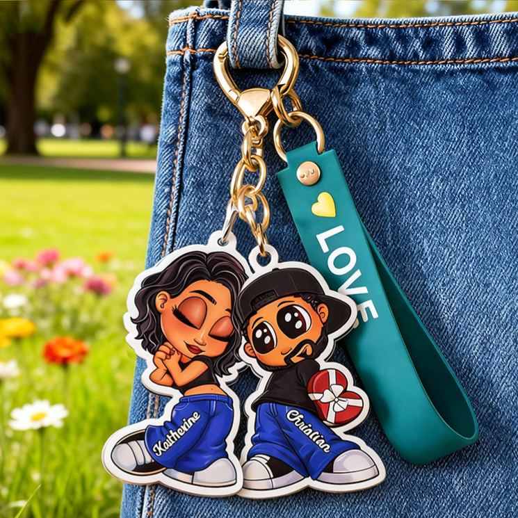 Personalized Heartfelt Anime Style Custom Photo Bag Charm Portable Perfect Romantic Holiday Gift Choice Custom Photo Accessory for Partners