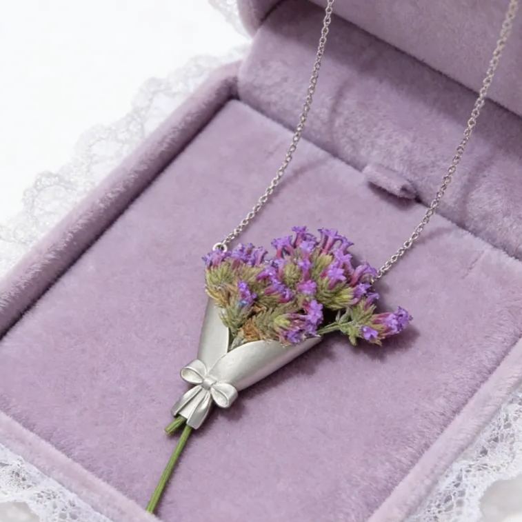 Personalized Customizable Floral Necklace Refreshing Vibe Unique Gift Choice DIY Flower Bouquet Pendant for Her