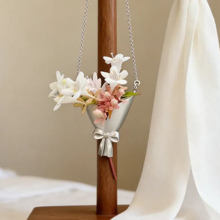 Personalized Customizable Floral Necklace Refreshing Vibe Unique Gift Choice DIY Flower Bouquet Pendant for Her