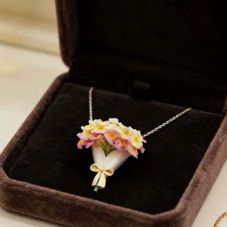 Personalized Customizable Floral Necklace Refreshing Vibe Unique Gift Choice DIY Flower Bouquet Pendant for Her