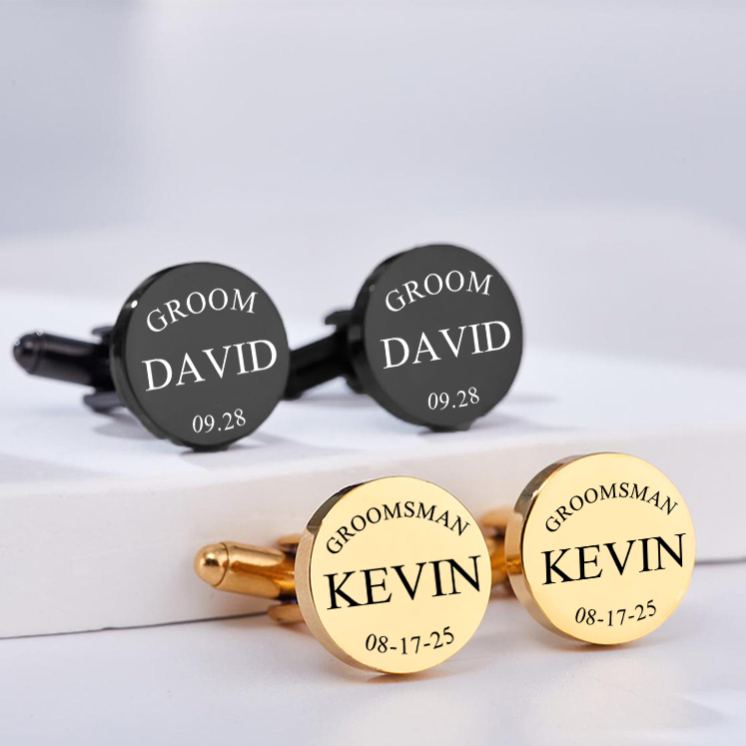 Personalized Groom Groomsman Cufflinks Custom Steel Wedding Party Cufflinks Groomsmen Gift Cuff Link Best Man Proposal Gift