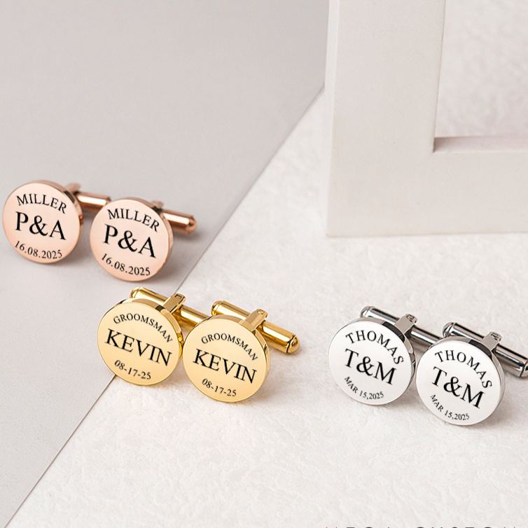 Personalized Groom Groomsman Cufflinks Custom Steel Wedding Party Cufflinks Groomsmen Gift Cuff Link Best Man Proposal Gift