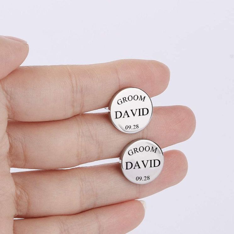 Personalized Groom Groomsman Cufflinks Custom Steel Wedding Party Cufflinks Groomsmen Gift Cuff Link Best Man Proposal Gift