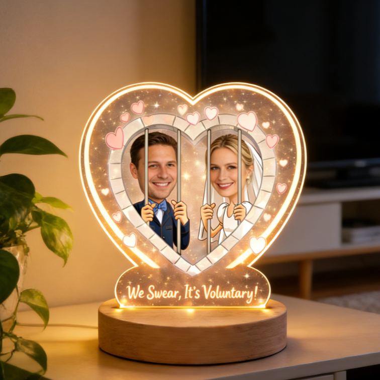 Personalized 'We Swear It's Voluntary' Funny Wedding Night Light - Bedroom Anniversary Gift for Couples