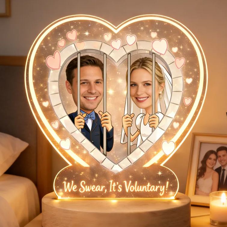 Personalized 'We Swear It's Voluntary' Funny Wedding Night Light - Bedroom Anniversary Gift for Couples