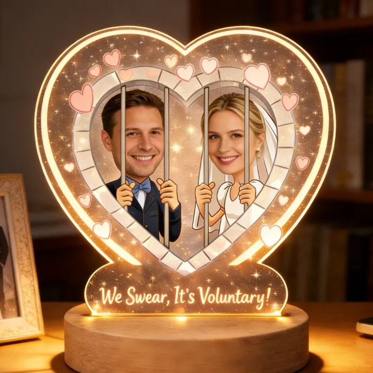Personalized 'We Swear It's Voluntary' Funny Wedding Night Light - Bedroom Anniversary Gift for Couples