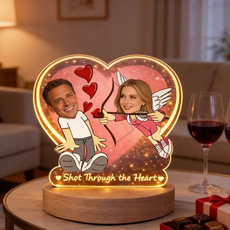 Personalized Cupids Arrow Night Light for Couples - Playful Romantic Bedroom Decor Anniversary Gift