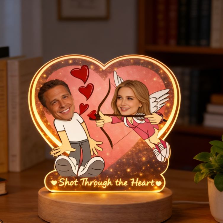Personalized Cupids Arrow Night Light for Couples - Playful Romantic Bedroom Decor Anniversary Gift