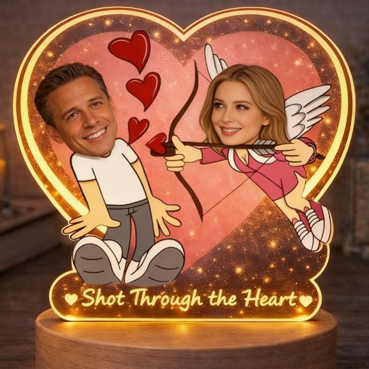 Personalized Cupids Arrow Night Light for Couples - Playful Romantic Bedroom Decor Anniversary Gift