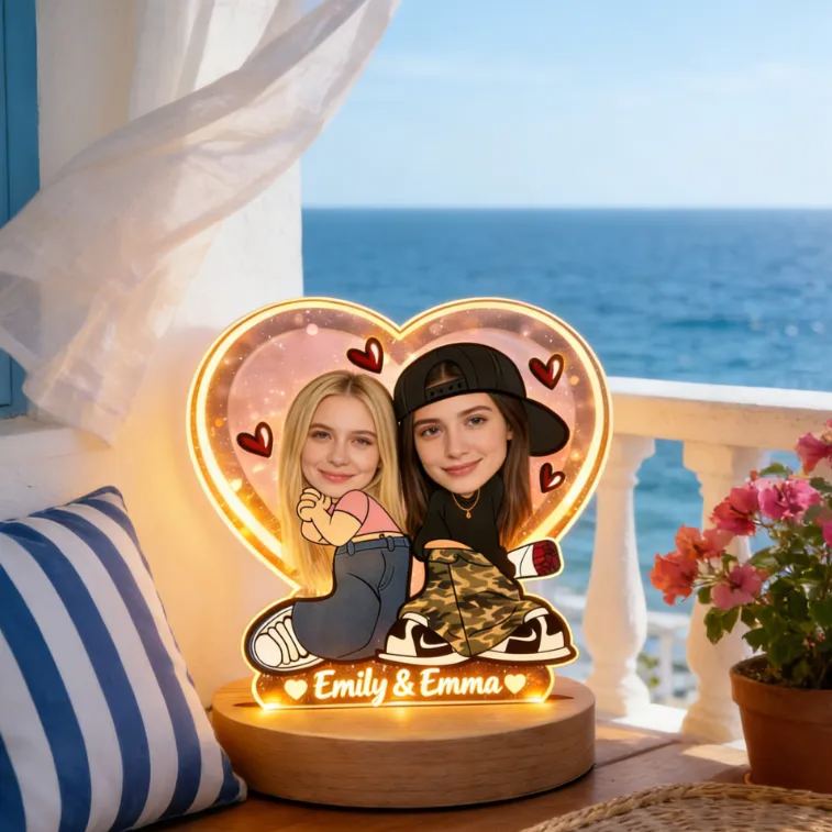 Personalized Girls Love Romantic Night Light - Bedroom Decor Anniversary Gift for Sweethearts
