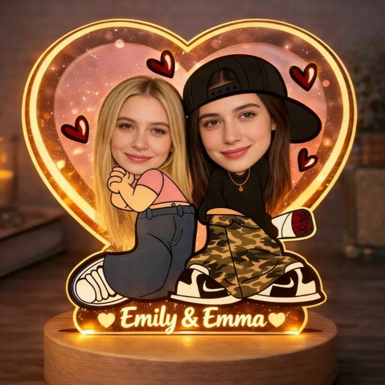 Personalized Girls Love Romantic Night Light - Bedroom Decor Anniversary Gift for Sweethearts