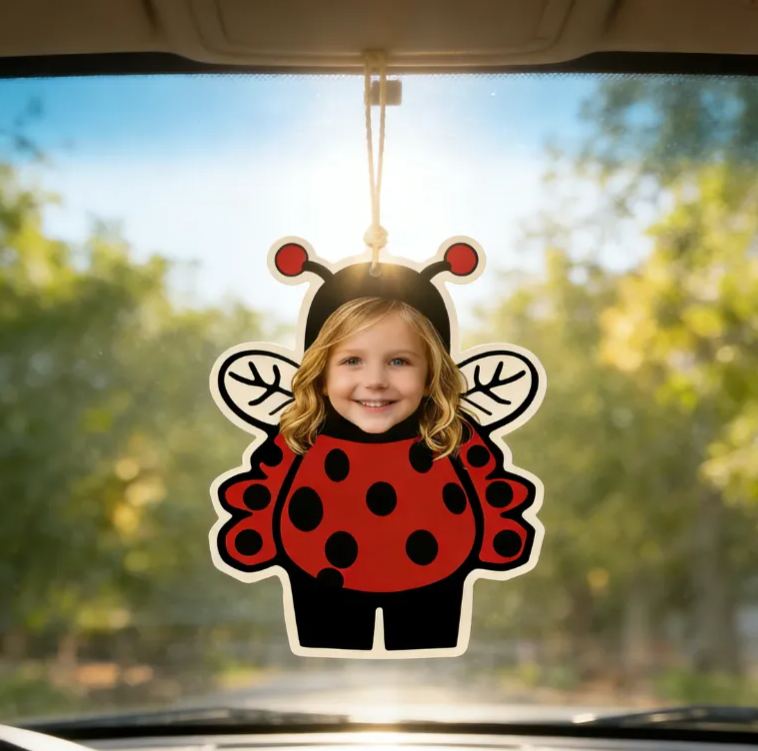Personalized Cute Insect Theme Car Freshener Custom Photo Holiday Gift Choice Scented Decor for Kids