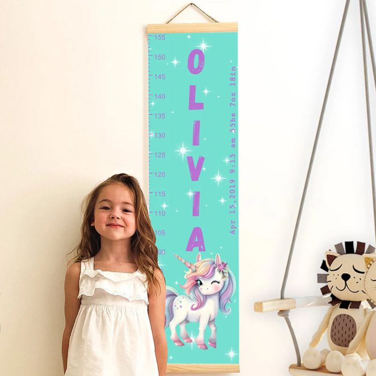 Personalized Fantasy Dream Horse Height Growth Chart with Name Nursery Baby Room Decor Birthday Baptism Gift for Baby Kid
