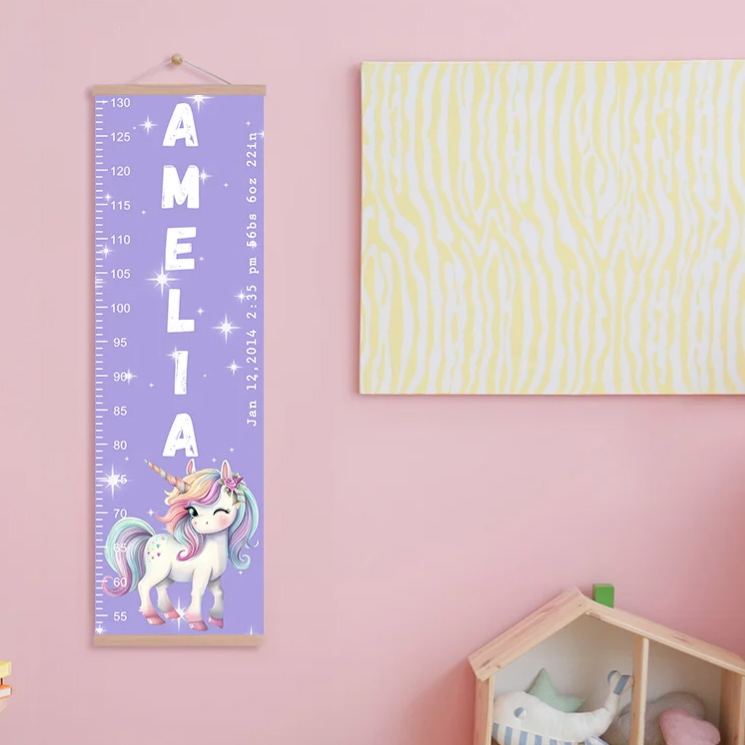 Personalized Fantasy Dream Horse Height Growth Chart with Name Nursery Baby Room Decor Birthday Baptism Gift for Baby Kid