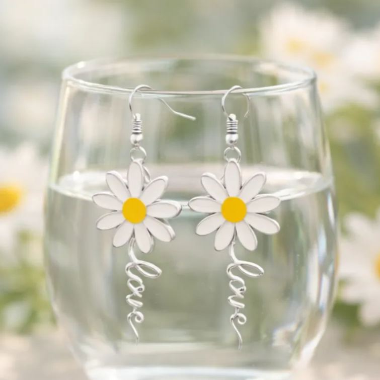 Personalized Dainty Daisy Letter Stud Earrings Custom Name Holiday Gift for Her