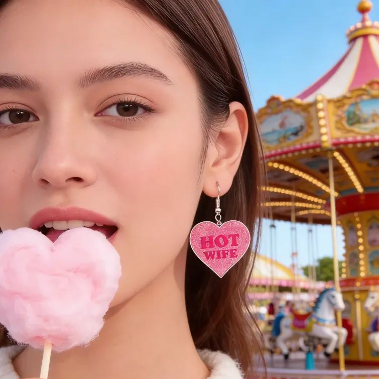 Personalized Heart Shaped Barbie Style Earrings Custom Name Holiday Gift for Her