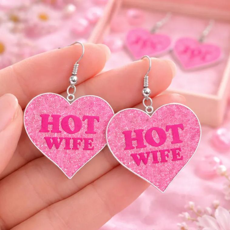 Personalized Heart Shaped Barbie Style Earrings Custom Name Holiday Gift for Her
