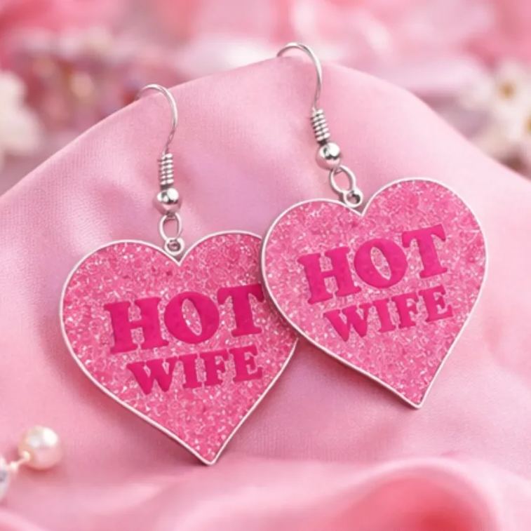 Personalized Heart Shaped Barbie Style Earrings Custom Name Holiday Gift for Her