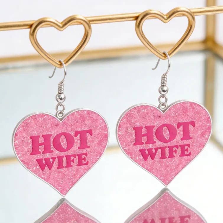 Personalized Heart Shaped Barbie Style Earrings Custom Name Holiday Gift for Her