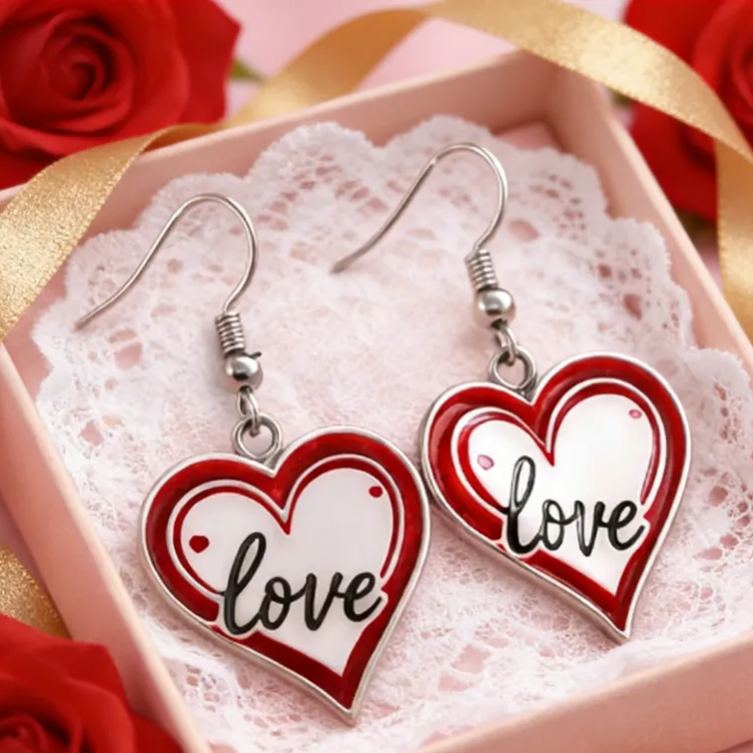 Personalized Sweetheart Love Earrings Custom Name Romantic Gift for Her
