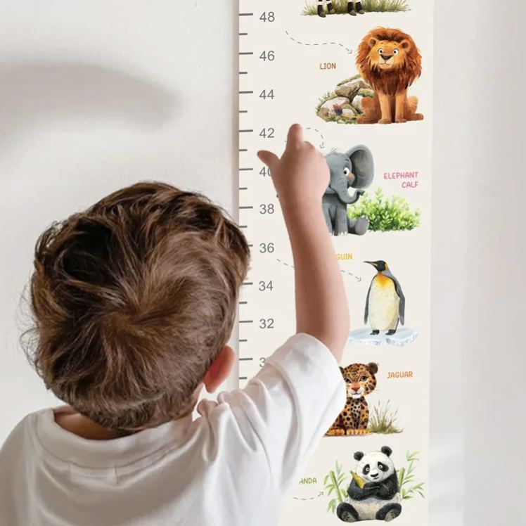 Personalized Animal Children Growth Height Chart with Name Bedroom Decor Birthday Gift for Baby Children