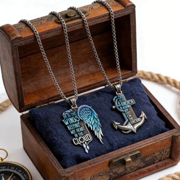 Personalized Vintage Matching Necklaces Custom Message Express Love Romantic Holiday Gift for Couples