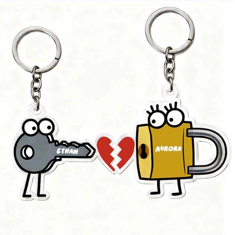 Personalized Matching Couple Keychain Custom Names Romantic Holiday Gift for Couples