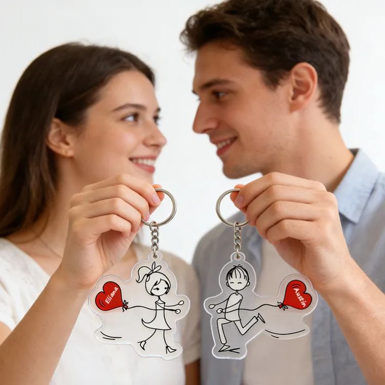 Personalized Embrace for Love Couple Keychain Custom Names Symbolic Holiday Gift for Couples