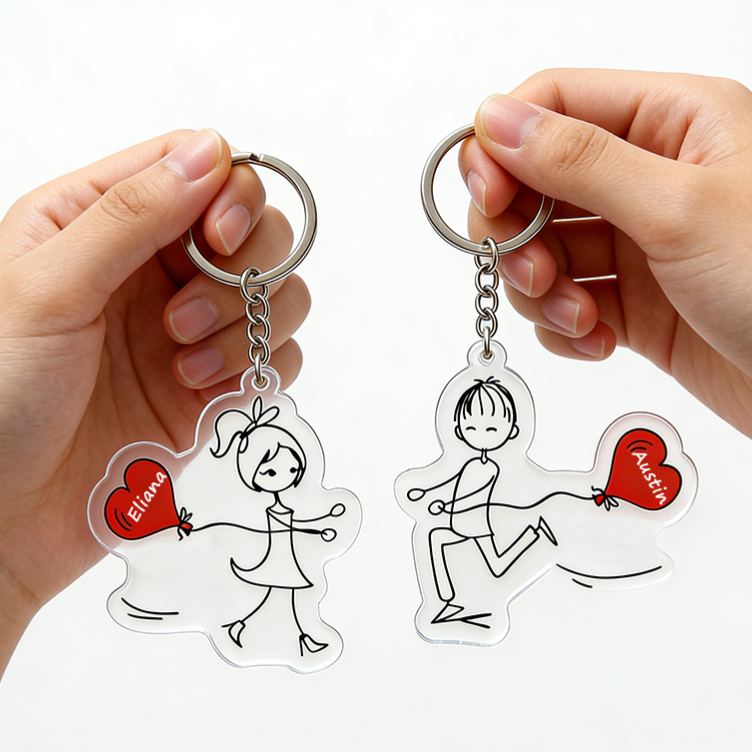 Personalized Embrace for Love Couple Keychain Custom Names Symbolic Holiday Gift for Couples