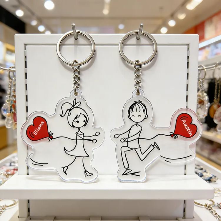 Personalized Embrace for Love Couple Keychain Custom Names Symbolic Holiday Gift for Couples