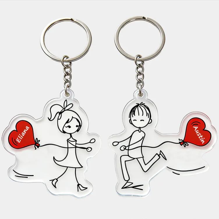 Personalized Embrace for Love Couple Keychain Custom Names Symbolic Holiday Gift for Couples