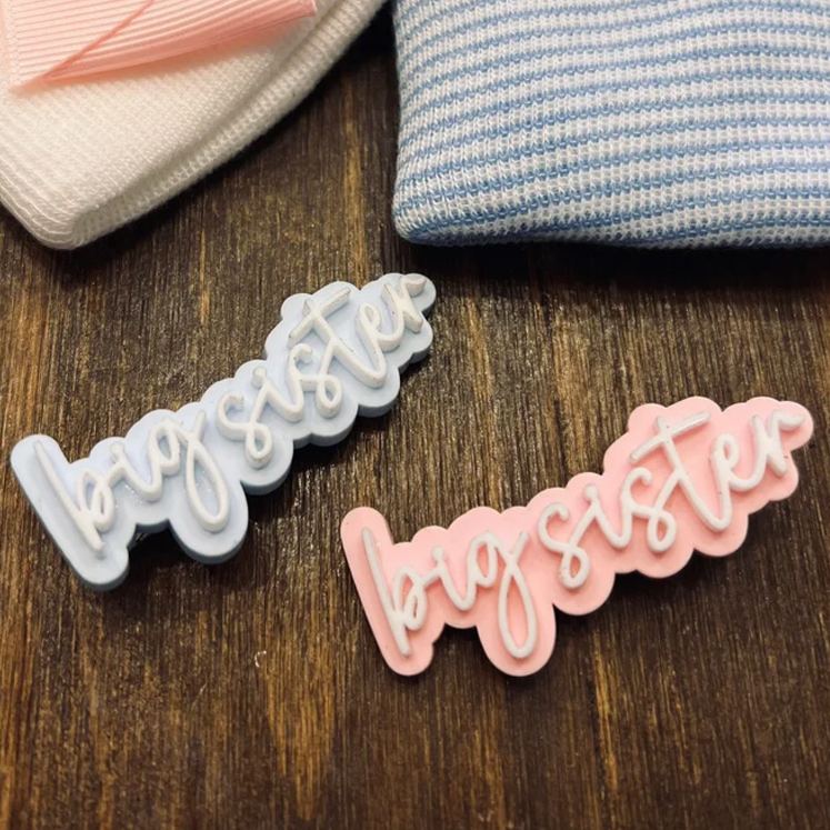 Personalized Big Sister Theme Custom Name Soft Handwriting Font Cute Acrylic Hair Clip