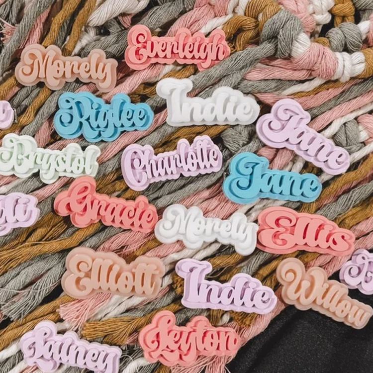 Personalized Cute Name Theme Custom Pink Bubble Letter Style Girly Art Acrylic Hair Clip